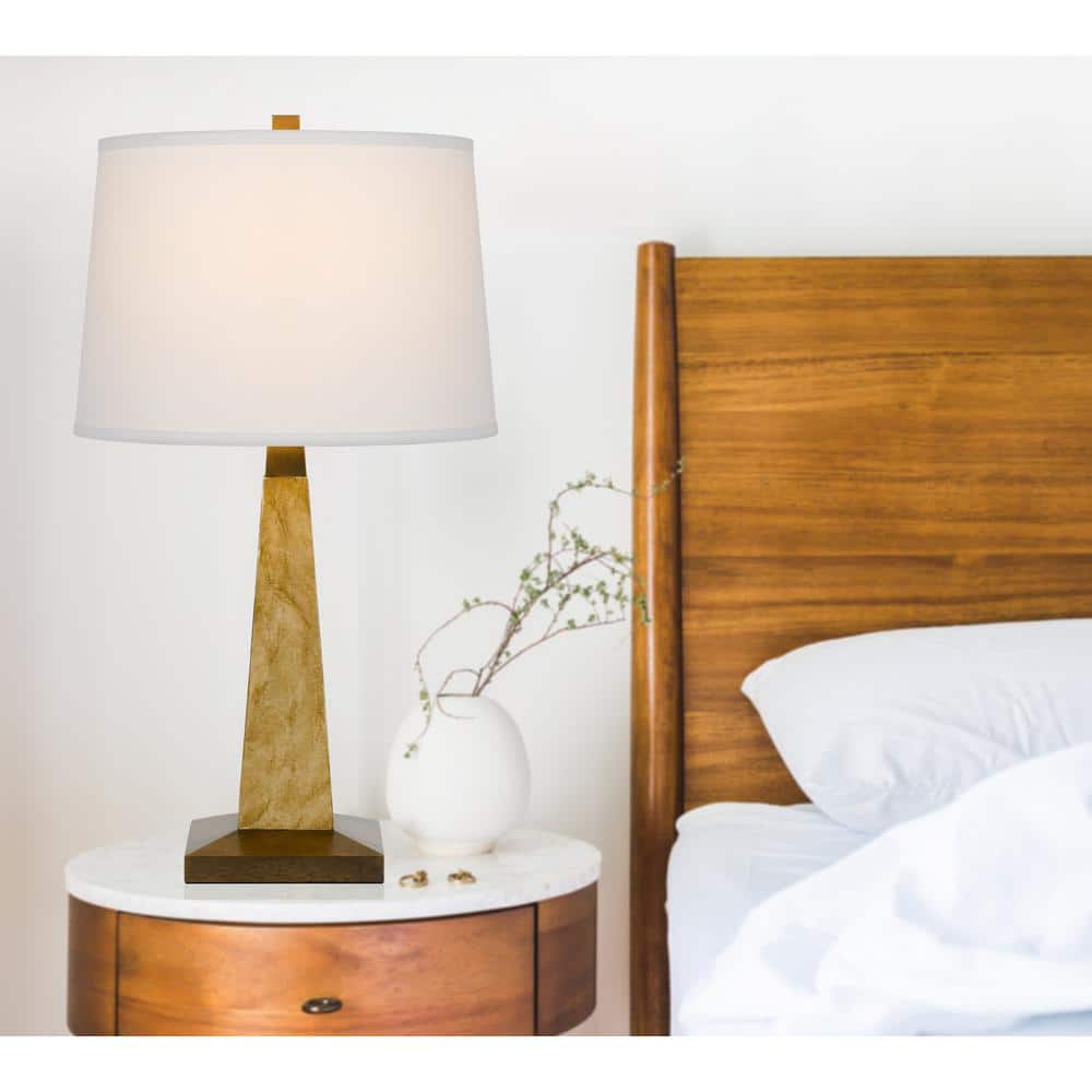 28" Brown Resin Table Lamp with Off White Empire Shade