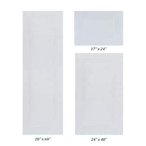 Lux Collection White 17 in. x 24 in., 24 in. x 40 in., 20 in. x 60 in. 100% Cotton 3-Piece Bath Rug Set