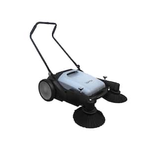 Walk-Behind Outdoor Hand Push Sweeper - 10.5 Gal. Capacity and 36 in. Sweeping Width in Grey