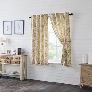 Dorset 36 in W x 63 in L Floral Light Filtering Rod Pocket Window Panel Mustard Gold Creme Brown Pair