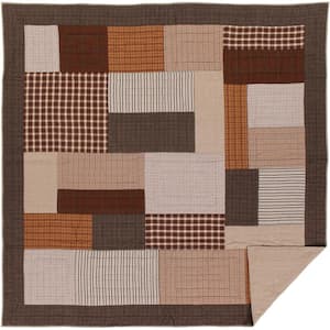 Rory Brown Tan Greige Rustic Patchwork Queen Cotton Quilt