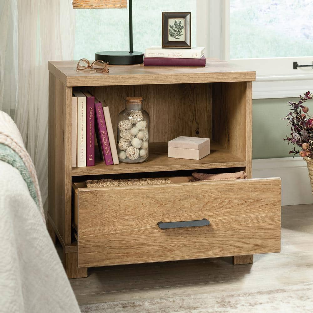 SAUDER Rosedale Ranch Timber Oak 1-Drawer 23.78 in. W Nightstand