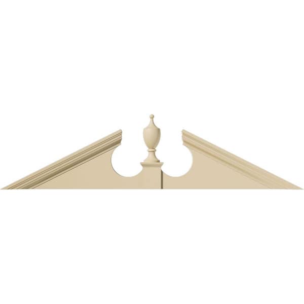 Ekena Millwork 62 in. W x 15-1/2 in. H x 2-3/4 in. P Pitch 6/12 Acorn Signature Urethane Pediment Acorn Ships Unattached in Box Prime