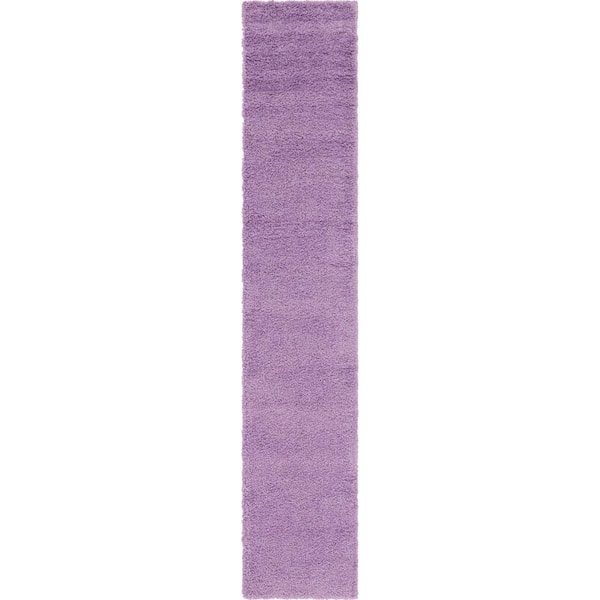 Unique Loom Solid Shag Lilac 13 ft. Runner Rug