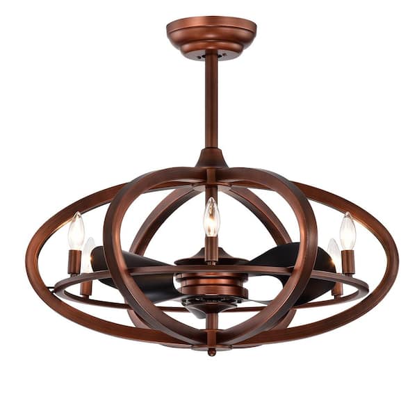 Warehouse of Tiffany 29.1 in. 6-Light Pia Bronze Finish Indoor Remote Controlled Ceiling Fan