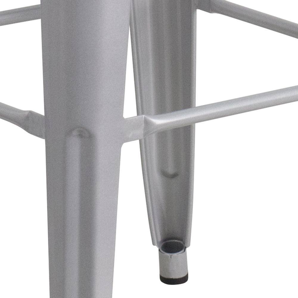 Silver 30" High Backless Metal Stackable Barstool