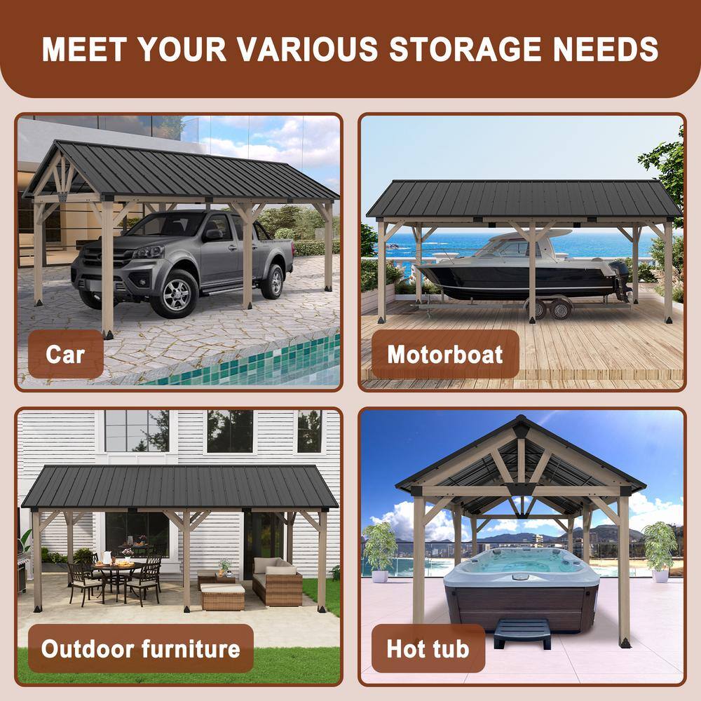 Cedar Wood 12'x20' Gazebo with Galvanized Steel Roof