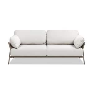 Jasper 73 in. Beige Axroma Aluminum Upholstered Patio Outdoor Deep Seating Sofa Couch with Cushions