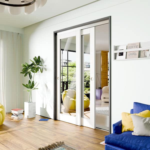 TENONER 64 in. x 80 in. (Double 32 in.) White MDF Wood Solid Core