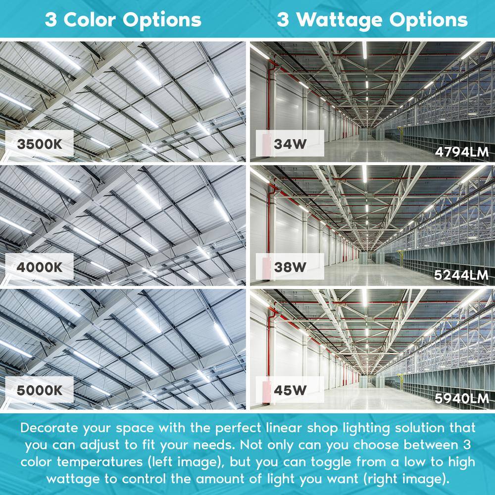 Adjustable 4FT LED Strip Light Fixture with Glass Cover