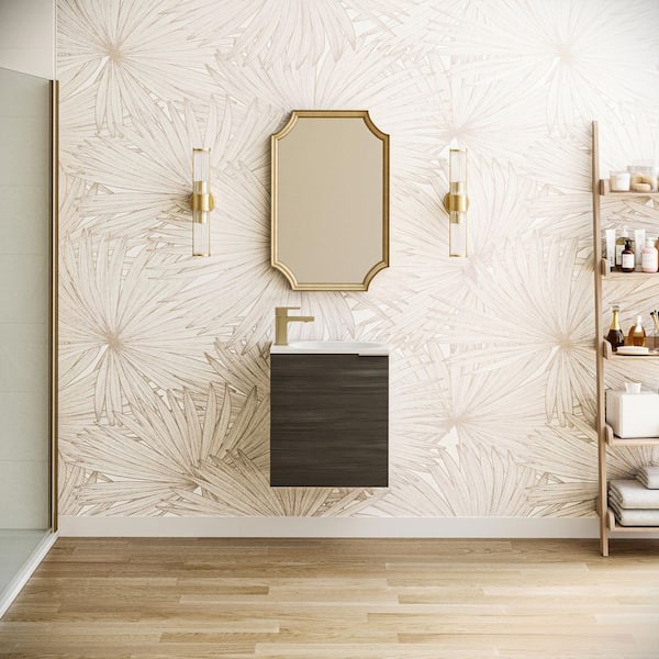 Valencia 20 in. W Wall Hung Bathroom Vanity in Gray Oak with Acrylic Vanity Top in White