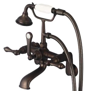 3-Handle Vintage Claw Foot Tub Faucet with Lever Handles and Hand Shower in Oil Rubbed Bronze
