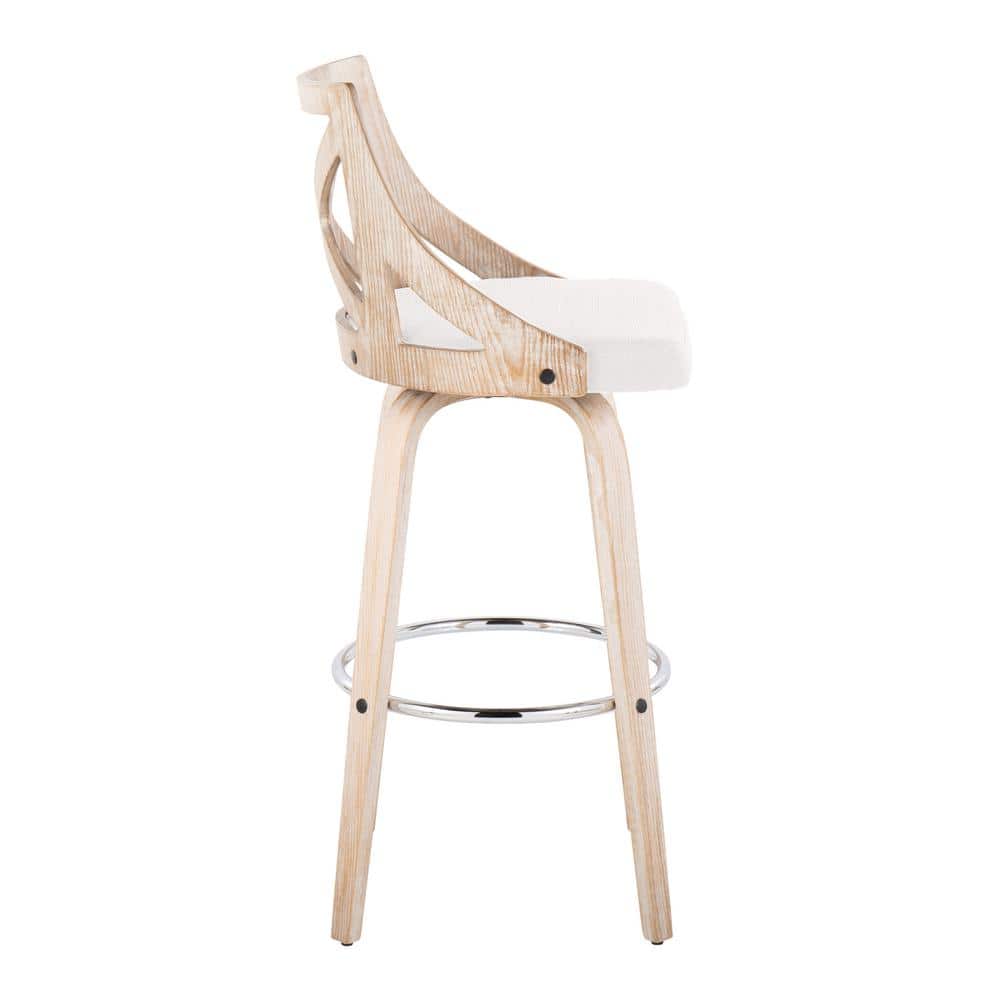 Charlotte 30" White Wash Wood Swivel Barstools - Set of 2
