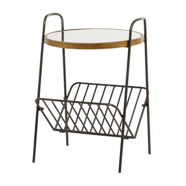 Litton Lane 24 in. x 17 in. Gold Round Metal Contemporary Accent Table
