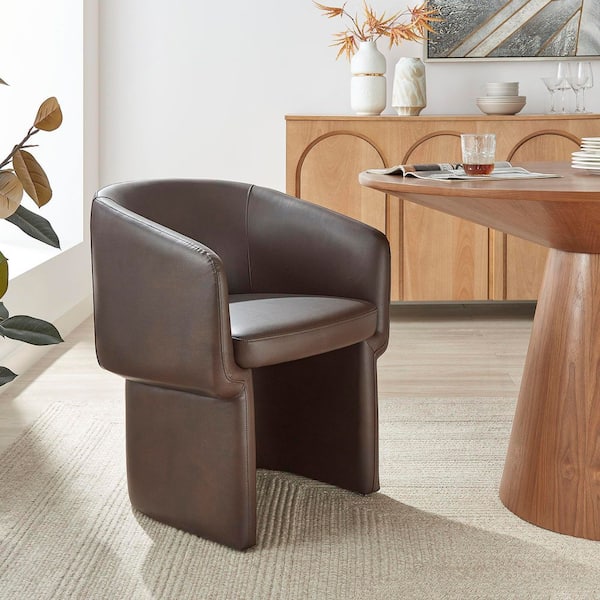 MODWAY Verity Vegan Leather Dining Chair with Rounded Back in