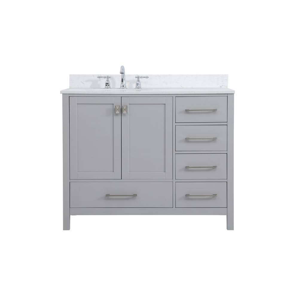 Timeless 42 in. W Single Bath Vanity in Gray with Engineered Stone Vanity T