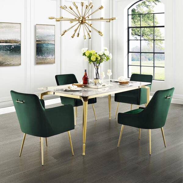 Armless Dining Chair Set, Dining Room Chairs With Gold Legs