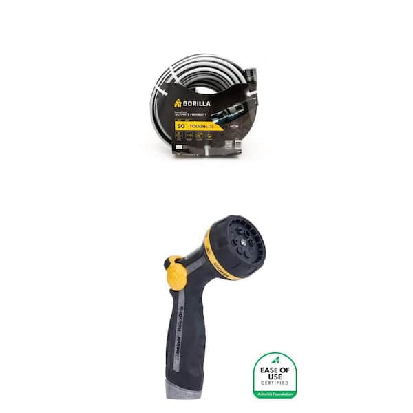ToughLite 5/8 in. x 50 ft. Heavy Duty Garden Hose and Thumb Control 8-Pattern Nozzle Combo