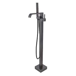 Single-Handle Floor Mount Freestanding Tub Faucet with Hand Shower in Oil Rubbed Bronze