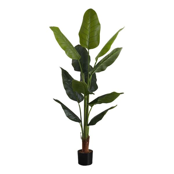 Unbranded 5 ft. Artificial Strelitzia Tree Indoor Fake Silk Plant Real Touch Evergreen Tree Faux Potted Tree for Home Decor