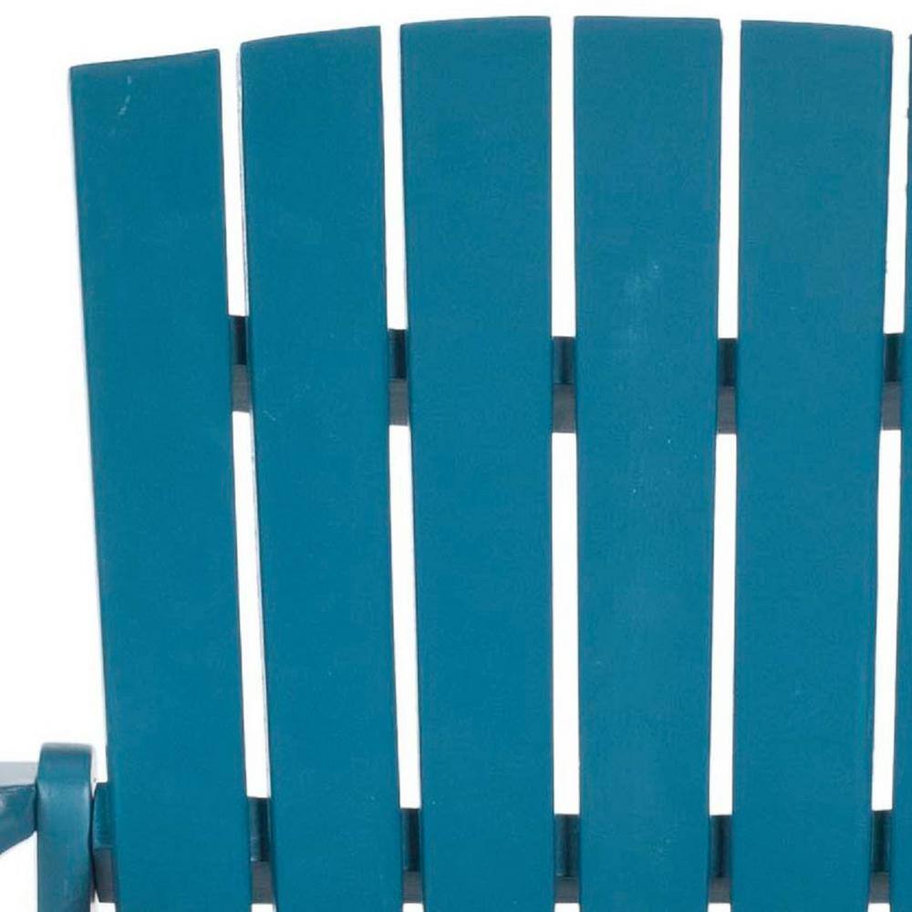 Transitional Teal Acacia Wood Arm Chair with Wide Rest