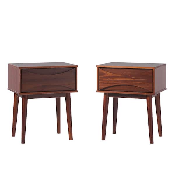 エドイワナ Walker Edison Furniture Company Walnut 1-Drawer Solid Wood