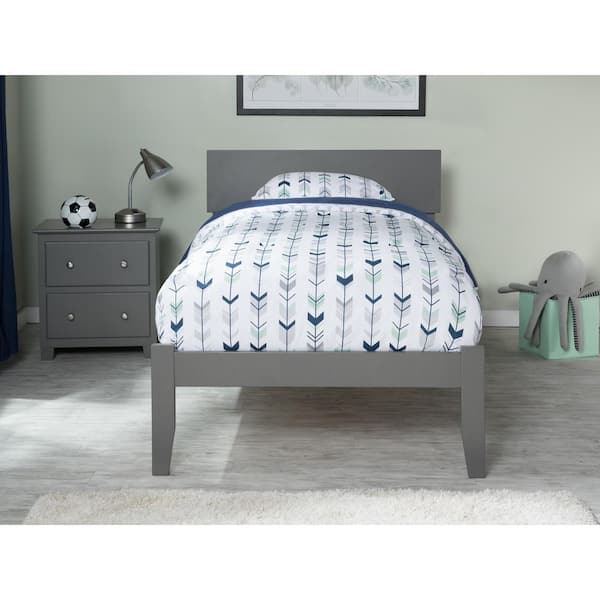 AFI Orlando Twin Platform Bed with Open Foot Board in Grey