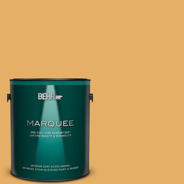 BEHR MARQUEE 1 gal. #MQ4-11 Lamplit One-Coat Hide Semi-Gloss Enamel Interior Paint & Primer