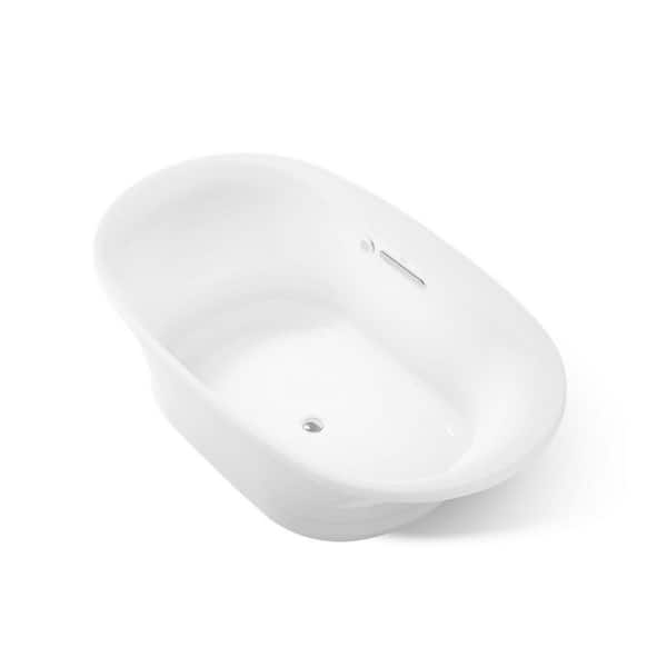Underscore 72 in. x 42 in. Oval Whirlpool Bathtub with Center Drain in White