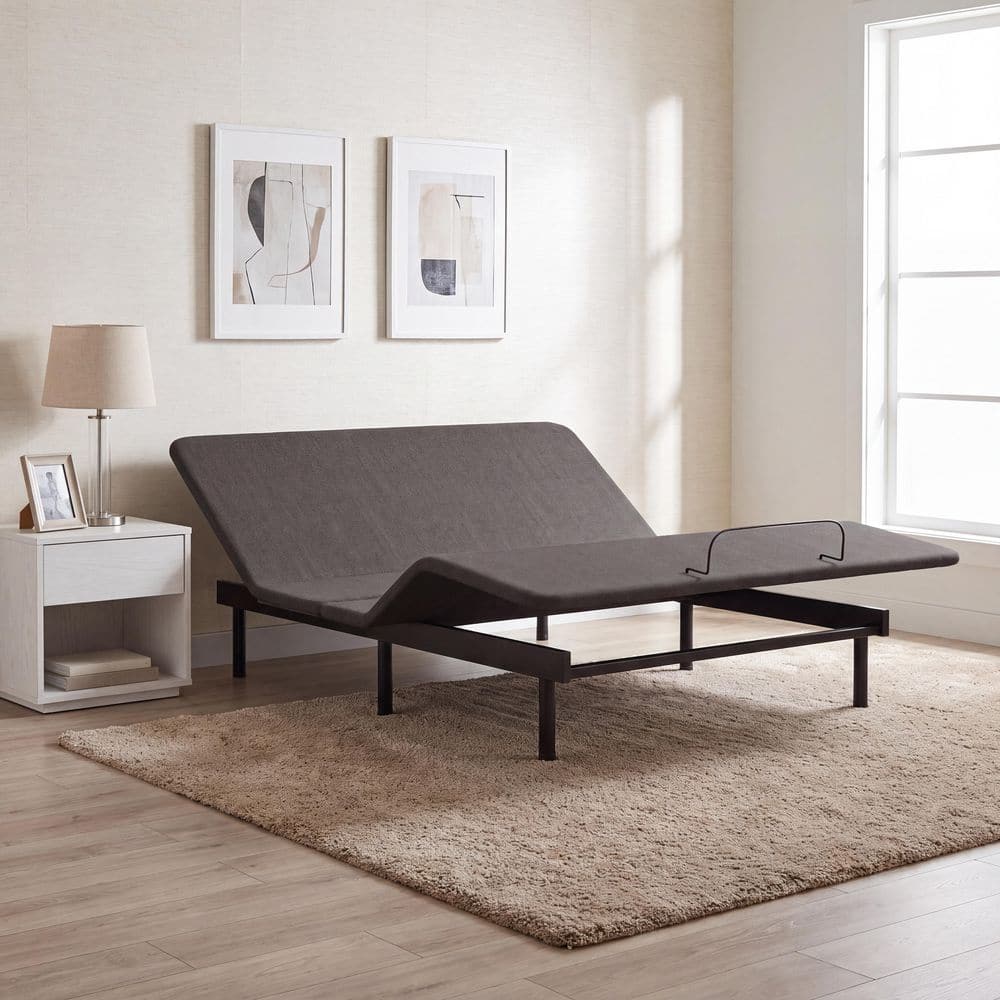 Head/Foot Model - Good Gray Metal Frame Full Platform Bed with USB Ports and Wireless Remote