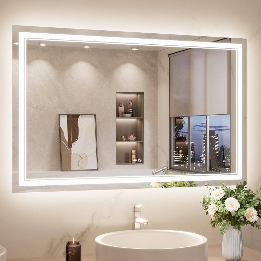 48 in. W x 30 in. H Rectangular Frameless LED Lighted Wall Bathroom Vanity Mirror 3 Colors Dimmable Light and Anti-Fog price history on PriceWatchPro