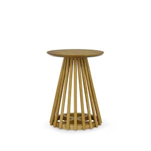 Brown+Yellow Wood Round Outdoor Side Table 1-Piece