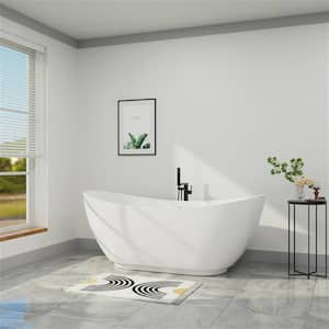 Minimalist 62 in. Acrylic Freestanding Bathtub cUPC Certificated Slipper with Polished Chrome Drain Soaking Tub in White