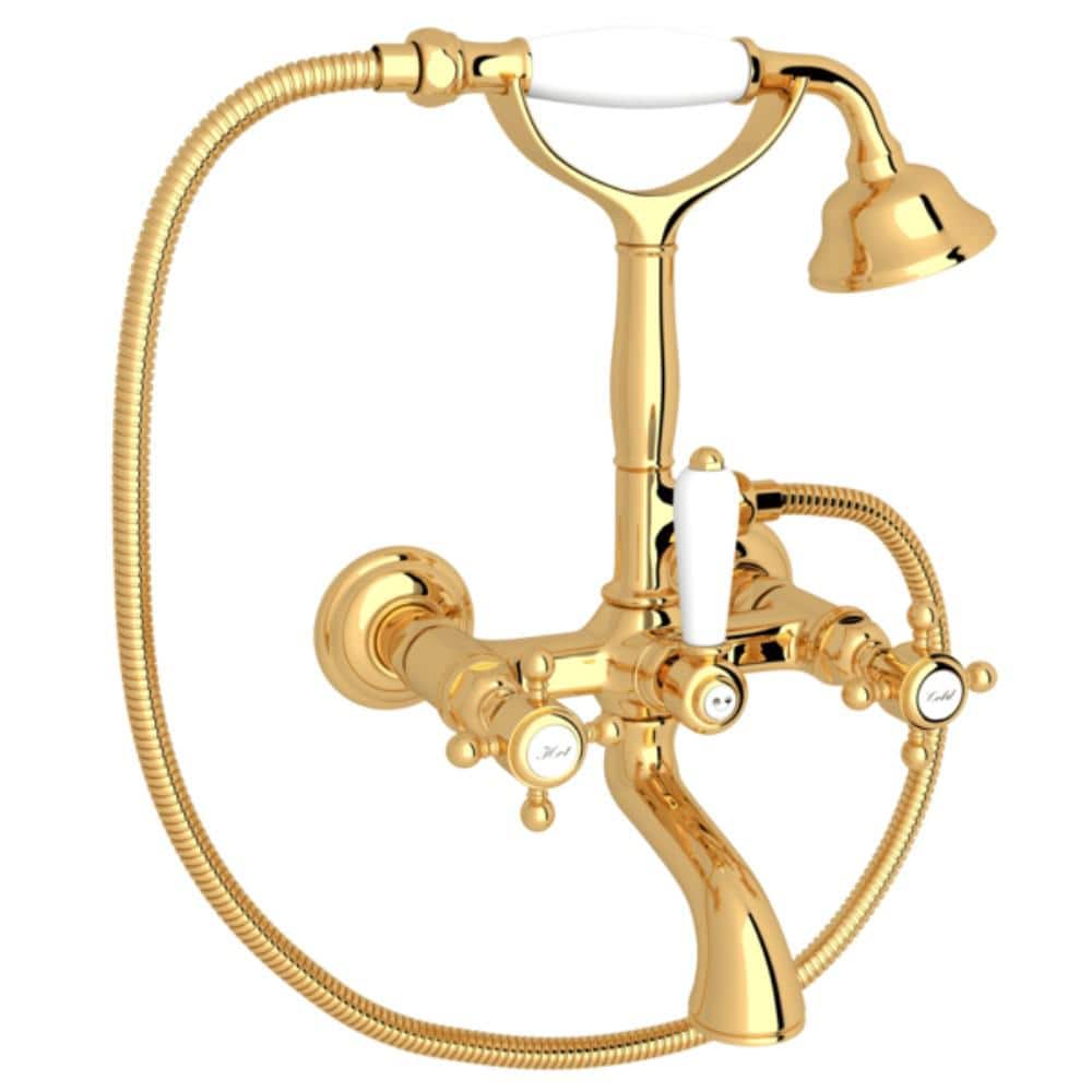 Italian Faucets ROHL Italian Bath 3-Handle Claw Foot Tub Faucet in Italian Brass ...