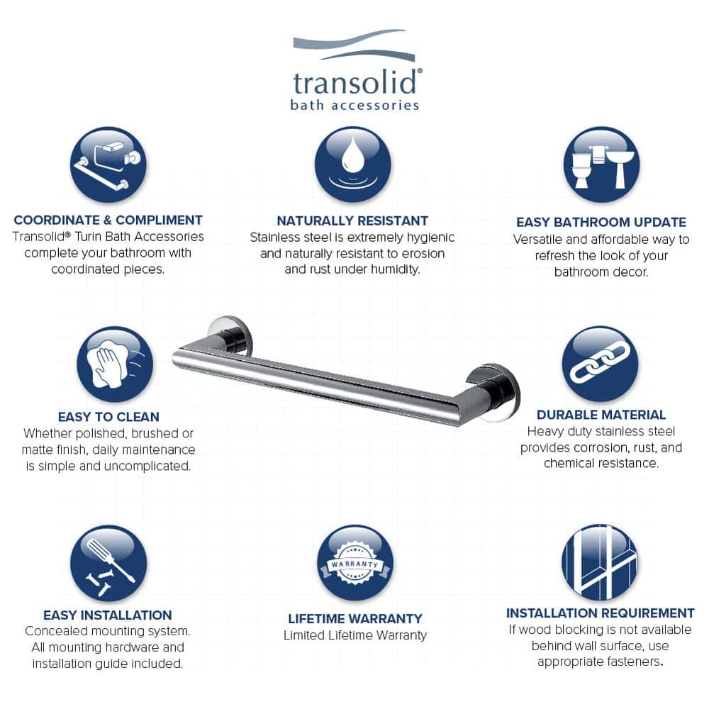 Polished Chrome 24-Inch Stainless Steel Grab Bar