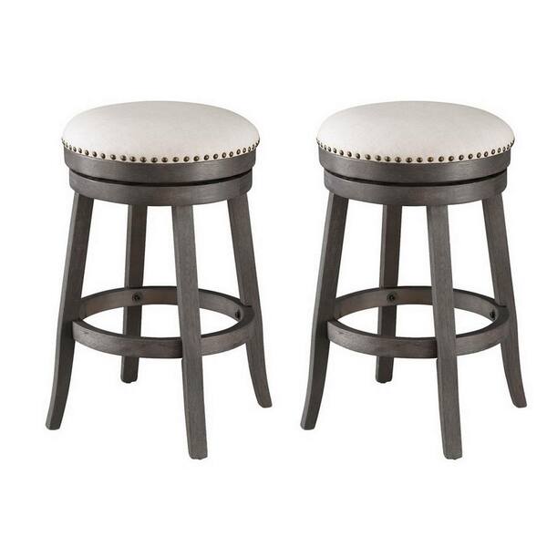 Gray Upholstered Swivel Counter Stools, Gray Upholstered Counter Height Bar Stools