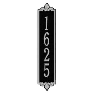 Rectangular Lyon Standard Wall 1-Line Vertical Address Plaque - Black/Silver