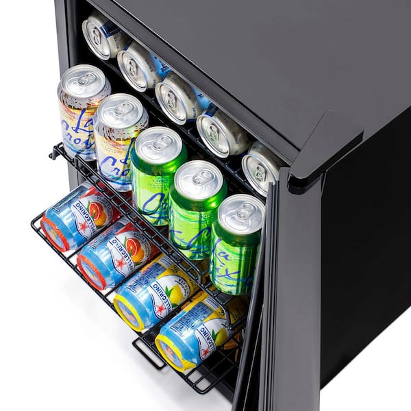 Newair 60 Can Beverage Fridge with Glass Door, Small Freestanding Mini  Fridge in Black