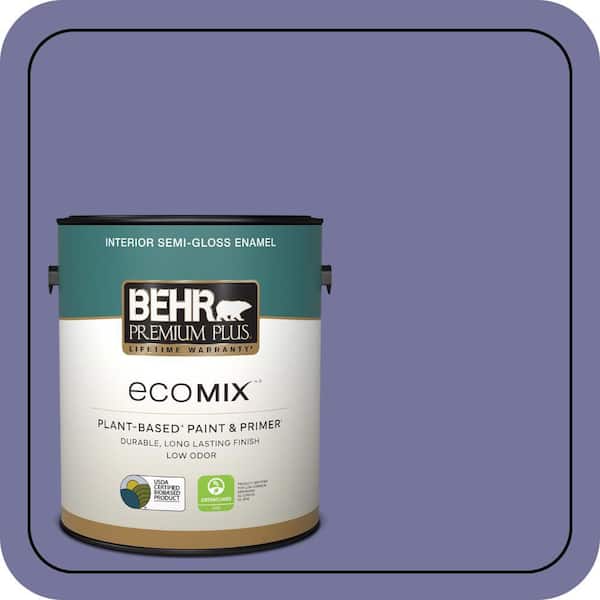 1 gal. #M550-6 Kimono Violet Semi-Gloss Enamel EcoMix Plant-Based Interior Paint & Primer