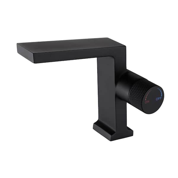 FLG Single Handle Single Hole Bathroom Faucet Brass Modern Bathroom Sink Basin Taps in Matte Black