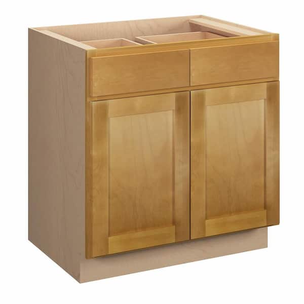 Aberdeen Recessed 36 in. W x 34.5 in. H x 24 in. D Assembled Plywood Base Cabinet in Caramel