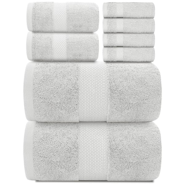 Unbranded 8-Piece Silver 100% Combed Cotton Towel Set