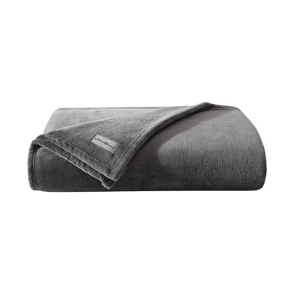 Eddie Bauer Ultra Soft Plush Solid Gray Microfiber Twin Blanket