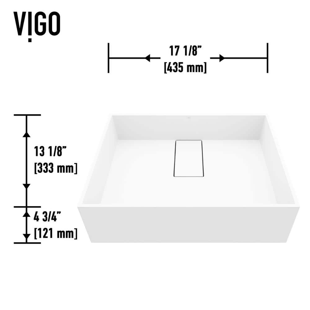 Matte White Rectangular Stone Vessel Bathroom Sink