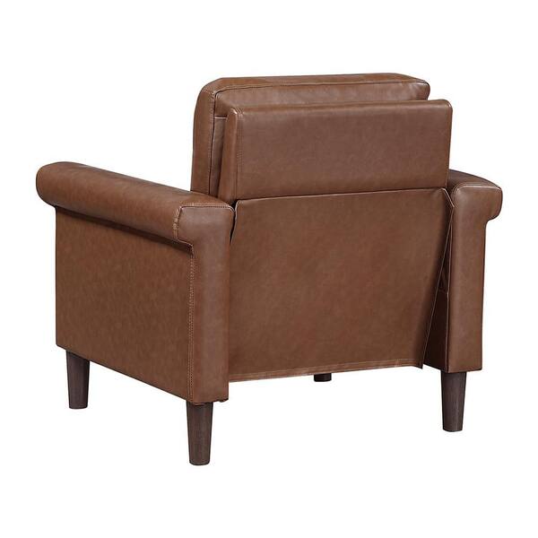 Lazzara Arlo Chocolate Faux Leather Living Room Accent Arm Chair