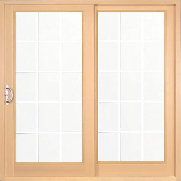 72 in. x 80 in. Woodgrain Interior and Smooth White Exterior Right-Hand Composite PG50 Sliding Patio Door, 15-Lite GBG