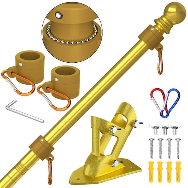 6 ft. Stainless Steel Wall Mounted Flagpole with Tangle Free Flag Pole Kit