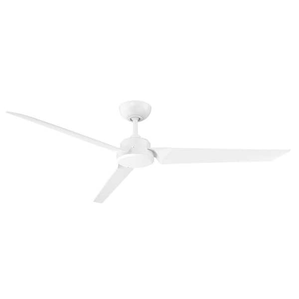 Modern Forms Roboto 62 in. Indoor/Outdoor Matte White 3-Blade Smart Ceiling Fan with Remote Control