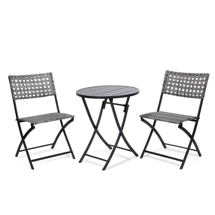 BACKYARD EXPRESSIONS PATIO&nbsp;&middot;&nbsp;HOME&nbsp;&middot;&nbsp;GARDEN 3-Piece Wicker Outdoor Bistro Set in Grey