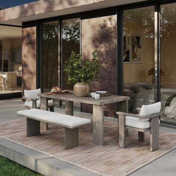 Novirae Modern Woven Striped Washable Brown 4 ft. x 6 ft. Outdoor Area Rug